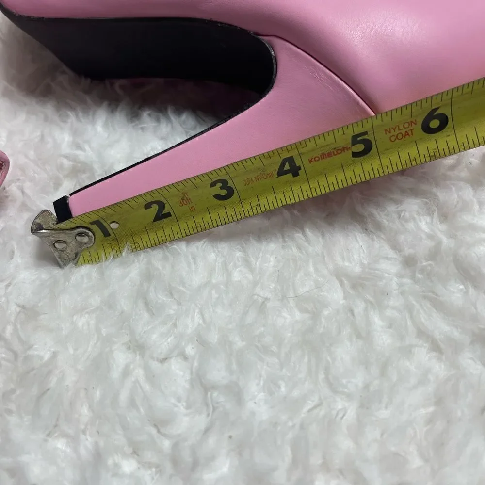Allegra K faux leather pink ankle boots hidden platform heels side zipper SZ10